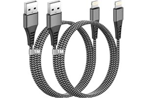 YEONPHOM Câble iPhone 1M 2Pack [Certifiés Apple MFi], Câble Chargeur iPhone Câble Lightning USB Nylon Cordon i Phone Fil Chargeur i Phone Charge Rapide pour Apple i Phone 14/13/12/11 Pro Max/XS/XR/X/8/7/6/5