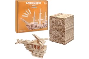 Liangding Blocchi di Costruzione in Legno Naturale – 100 Pezzi Montessori 100x20x7 mm, Gioco Educativo e Creativo per Bambini, Fai-da-te e Attività Manuali