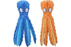Hotype Jouets Sonores en Peluche, Jouets à Couinement pour Chiens, Non Farcies Jouets à Mâcher Sécuritaires, pour Chiot, Chiens de Petite et Moyenne Taille, Paquet de 2, Poulpe