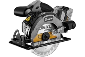 DEKOPRO Piła tarczowa bateria 20 V: 6 prędkości piły tarczowej z akumulatorem 4 Ah i ładowarką, 4500 obr./min, brzeszczot Ø165mm, głębokość cięcia 48mm (90º), 32mm (45º), do twardego i miękkiego