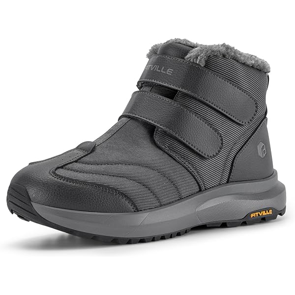 FitVille Herren Winterstiefel Extra Weit - Klettverschluss Winterschuhe