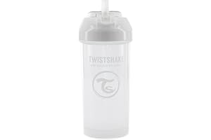 TWISTSHAKE Straw Cup Vaso de Aprendizaje para Beber con Antiderrame Boquilla con Silicona Pajita 360 ml, Taza de Entrenamiento para Sorber para Bebé, Sin BPA, 6 + Meses, Blanco