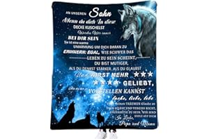 ACCZ Kuscheldecke Flauschige Personalisierte Decke Geschenke An Unseren Sohn von Eltern, Mama Und Papa für Sohn Luftpost Positiv Ermutigen Decke(deutsch), Super Weiche Flanell Decke 150 * 220CM