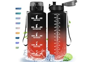 HoneyHolly Gourde, 500/1000/1500ml Gourde Sport, Gourde Filtre et Marqueur de Temps, Gourde d'eau, Sans BPA, Bouteille d'eau pour Sport, Fitness, Yoga, L'école, Bureau