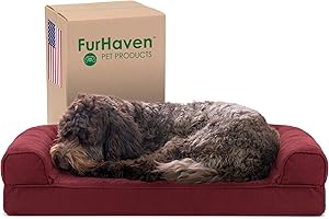 Furhaven Refroidissement Gel Infusé en Mousse à mémoire Dessus Lit pour Chien Canapé pour Chiens et Chats