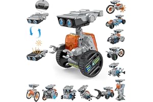 ACELIFE Solar Robot Toy,12 in 1 STEM Toys for Kids Age 8-12, Solar Power Building Toy with Solar Panel and Battery,Educational Engineering Robotics Christmas Birthday Gifts Toy for Boys Girls (Grey)