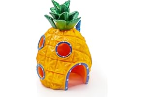 AUTOAU Decorazioni Acquario, Spongebob Decorazione Acquario Casa dell'ananas Paesaggio Grotta Acquario Decoro Resina Accessori Acquario Nascondiglio per Piccoli Pesci e Gamberetti