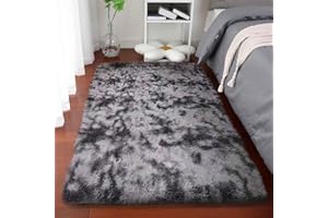 Cinknots Area Rugs Tapis Moelleux Salon Moderne Chambre bébé pépinière dortoir Doux Tapis antidérapant Grand intérieur Moderne Tapis Moelleux Chambre (Black Gray, 120x200cm)