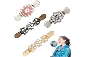 MELLYSTORE 4pcs Broche Cierre Clip Clip de Rebeca de Mujer Clip de Suéter Vintage Clips de Suéter Cardigan Pinza de Suéter Camisa Clips de Broche Clip de Suéter para Cardigan Blusa Chal Chaqueta 4 Estilos