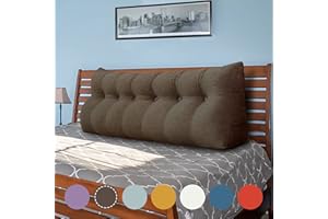 VERCART Keilkissen Bett Großes Rückenkissen Bett Kopfteil Bequemes Lesekissen für Bett und Sofa 2 in 1 Rückenlehne und Kopfkissen Couchkissen Langes XXL Lendenkissen Leinen 180cm Braun