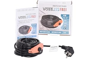 4m Frostschutz Heizkabel mit Knopf-Thermostat VOSS.eisfrei, 230V, Heizleitung Zum Schutz von Wasserleitungen und Weidetränken