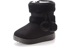 Vorgelen Filles Bottes de Neige Antidérapant Sole Souple Bottes d'hiver Bébé Fourrure Doublé Antidérapant Chaud Bottines