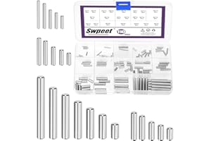Swpeet 110Pcs M2 M3 M4 M5 304 Edelstahl Dowel Pin Assortiment Kit, zylindrische Regalstütze Peg Pin Rod Befestigungselemente für Wartung und Verbindung (mit einem Aufbewahrungskasten)