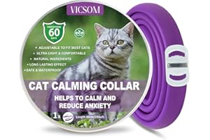 VICSOM Collier Apaisant pour Chats, Collier Calmante pour Chat, Anti Stress Chat et Collier Apaisant, Collier Anti-Anxiété de Taille Réglable Pheromones Chat Effet Apaisant Durable et Naturel Violet