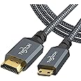 Twozoh Short Mini HDMI to HDMI Cable 0.3M, 4K/60Hz High Speed HDMI to Mini HDMI 2.0 Braided Lead