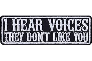 EXPRESS-STICKEREI Naszywka z napisem "I Hear Voices", zabawna naszywka dla motocyklistów, naszywka na kurtkę, kamizelkę, dżinsy, łódź, walizkę motocyklową, 90 x 30 mm