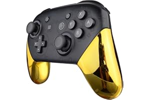 eXtremeRate Coque Poignée Grip de Remplacement pour Nintendo Switch Pro Manette, Coque Customisé de Poignée Grip pour Manette Switch Pro, Coque de Poignée Grip Coloré Doré Chromé