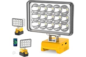ILIKEPOW Cordless LED Work Light for DeWalt 18V/20V Battery, 20000LM Portable Rotatable Floodlight with USB-C Charging, Job Site Lighting for Outdoor Workshop Camping Fishing Emergency (No Battery)
