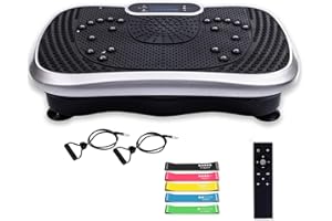 WEIGHTWORLD Plateforme Vibrante Certifiée CE Plateforme Oscillante, 99 Niveaux d’Intensité et 5 Programmes, Plaque Vibrante Maison Antidérapante avec Haut Parleur Bluetooth & Télécommande