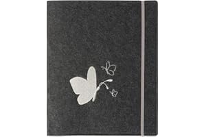 LUXDAG Porte-documents « papillon » en feutre gris foncé (couleur au choix), porte-documents, feuilles, cartes de visite, porte-stylo