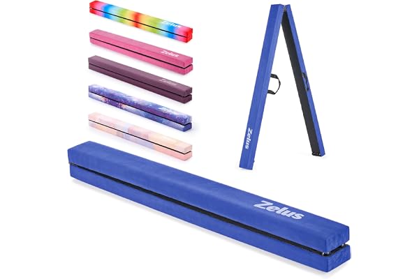 ZELUS Poutre de Gymnastique Pliable 240cm Poutre d'Équilibre Pliante Gymnastique au Sol 2,4m Équipement de Gymnastique Portable pour Enfants Débutants Gymnastes, Bleu