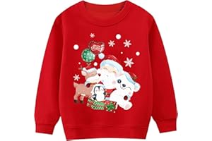 TCWWBB Kinder Weihnachts Sweatshirt Pullover Jungen Mädchen Langarm Baumwolle Christmas Xmas Rentier Weihnachtsmann Bär Winter Oberteile Größe 1-7 Jahre 92 98 104 110 116 122
