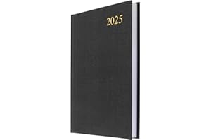 Collins Essential 2025 Eco Friendly Diary - A5 Day to a Page Business Planner with Leathergrain Hardback Cover and Recycled Paper - Black - E-ESSA51.99-25