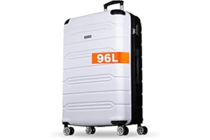 NOWI Medium Hard Shell Suitcase - 62.7L Volume - 8 Wheels 360° Rotatable - Lightweight ABS Suitcase with Combination Lock & Telescopic Rods - Travel Suitcase, Hand Luggage Suitcase, Trolley, White, XL