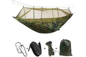 MEDIGY Hamac avec moustiquaire - Pour l'extérieur et le camping - Portable - Tissu parachute - Tente pour deux personnes - 260 x 140 cm - Capacité de charge : 200 kg L camouflage