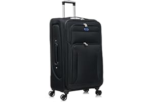 Aerostar Large 29” Lightweight Softshell Expandable Suitcase, Integrated Combination Lock, 4 Wheels Check in Luggage for 23kg (Black, 111 litres)