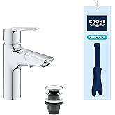 GROHE Start Spiralli Lavabo Bataryası | Uzatılabilir başlık | M - Boyut | Bas - A&ccedil; Gider Setli | Su Tasarruflu | Krom | 24205