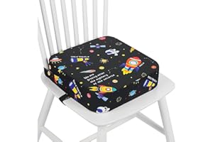 wooshwa Rehausseur de Chaise Enfant, Réhausseurs Coussin avec 2 Sangles, Boucle de Sécurité, Motif de Dessin Animé Pour Enfant, 32 x 32 x 8 cm (Univers)