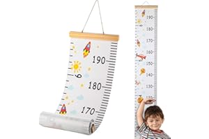 Hifot Toise murale à suspendre Règle la taille Mesure Graphique Dessin animé Toile mur Pendaison Règles pour enfants garçons filles Décor de la chambre 79 '' * 7.9 ''
