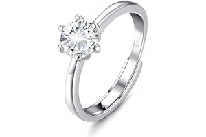 KALVICA 925 Sterling Silber Ringe für Damen Verstellbarer Verlobungsring mit Weiß Zirkonia Engagement Ring Trauringe Eternity Promise Ringe for Couples
