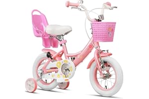 ‎GLERC Glerc Maggie Mädchen Fahrad 12 14 16 20 Zoll KinderFahrrad für 3-12 jährige Mädchen mit Puppenradsitz & Korb & Stützrädern