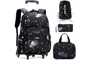 VOICI ET VOILA Set 4 Zaino con Ruote Scuola Zaino Trolley Borsa Scuola Elementare Zaini Bambina Ragazzi Media Zainetti Bambini con Rotelle Valigie Primario Secondario