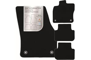 MAT10 – Auto-Fußmatten passend für VW Golf Sportsvan (BJ 05/2014 - 06/2020) aus Velours | 4-teiliges Automatten Set | langlebige Erstausrüsterqualität, Made in Germany, schwarz
