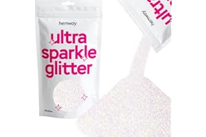 Hemway Premium Ultra Sparkle Glitter Multi Purpose Metallic Flake for Arts Crafts Nails Cosmetics Resin Festival Face Hair - Mother of Pearl Iridescent - Ultrafine (1/128" 0.008" 0.2mm) 100g / 3.5oz
