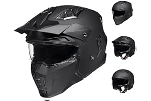 ILM Helm Motorrad Motocross Herren Damen Vintage Retro mit Visier ECE Model Z302,Schwarz Matt, XL