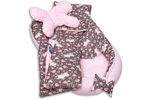 PaLulli 5-TLG Baby Ausstattung-Set Kuschelnest Babynest 95x55cm Baby-Matratze Kuscheldecke Flachkissen Babybett 100% Baumwolle Hypoallergisch Für 0-8 Monate Kopfkissen Pony
