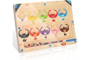 BOBOTATA Montessori Spielzeug ab 2 3 4 5 6 Jahre, Magnetspiel Labyrinth Farben Lernen Sortierspiel, Magnetisch Holzspielzeug für Kinder, Geburtstagsgeschenke für Jungen, Mädchen