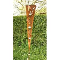 Gartenstab Aus Edelrost Mit 4 Edelstahlkugeln – 200 Cm Hohe Skulptur, Wetterfest & Handgefertigt