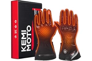 KEMIMOTO Beheizbare Motorradhandschuhe, Beheizte Handschuhe Touchsreen, Verschleißfeste Handschuhe mit Kohlefaserschale, Elektrisch Winter Thermohandschuhe für Motorradfahren, Skifahren, Roller