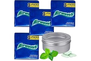 TINTASTIC Airwaves Chewing Gum Bundle of 4 Packs and Tin 108 Peices