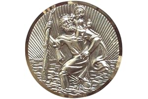 Vstarner St. Christophorus Plakette, selbstklebend, Goldrahmen, rund