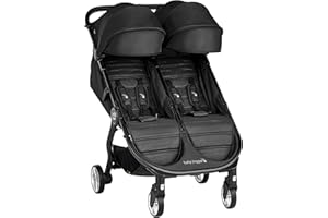 Baby Jogger City Tour 2 Double Geschwisterwagen Zwillingswagen für Reisen | leichter, zusammenklappbarer und tragbarer Zwillingsbuggy | Pitch Black (Schwarz)