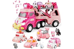 seveclotree Jouet de Camion pour Enfant,9 en 1 Camion Jouet avec Sons et Lumières,Transporteur Voitures de Jouet Cadeau Anniversaire pour 2 3 4 Ans Garcon Filles Enfants