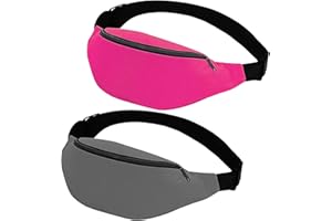 DRADERCH 2 Pcs Fanny Pack Waterproof Oxford Cloth Fashion Waist Bags, 2 Zip Pockets Adjustable Belt Bumbags for Ladies Mens Outdoors Running Marathon Hiking Travel Gym Cycling