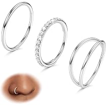 Lot De 8 Piercings De Nez Courbés - Acier Inoxydable, Zircon - Forme L Et Vis - Calibre 20
