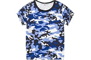 VUNCIO Tee Shirt Camouflage Enfant Fille Garçon Manche Courte 1-14 Ans Pas Cher Tshirt Militaire Adolescent Garcon Fille été Chic Confortable Casual Fashion Sport Vacances Top Hauts